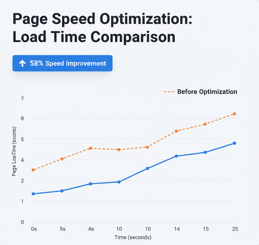 Graph showing page load time improvement after front-end optimization