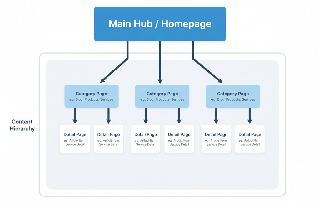 Diagram showing internal linking structure and breadcrumb navigation