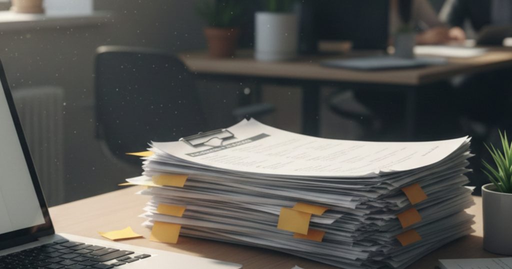 Recruiter reviewing frontend developer CVs during shortlisting